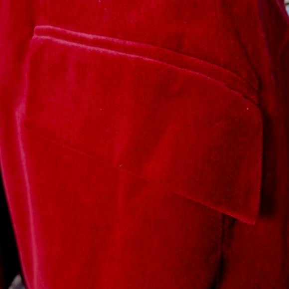 Options burgundy velvet jacket blazer fitted single-breasted 2-button closure 12 - Picture 7 of 14